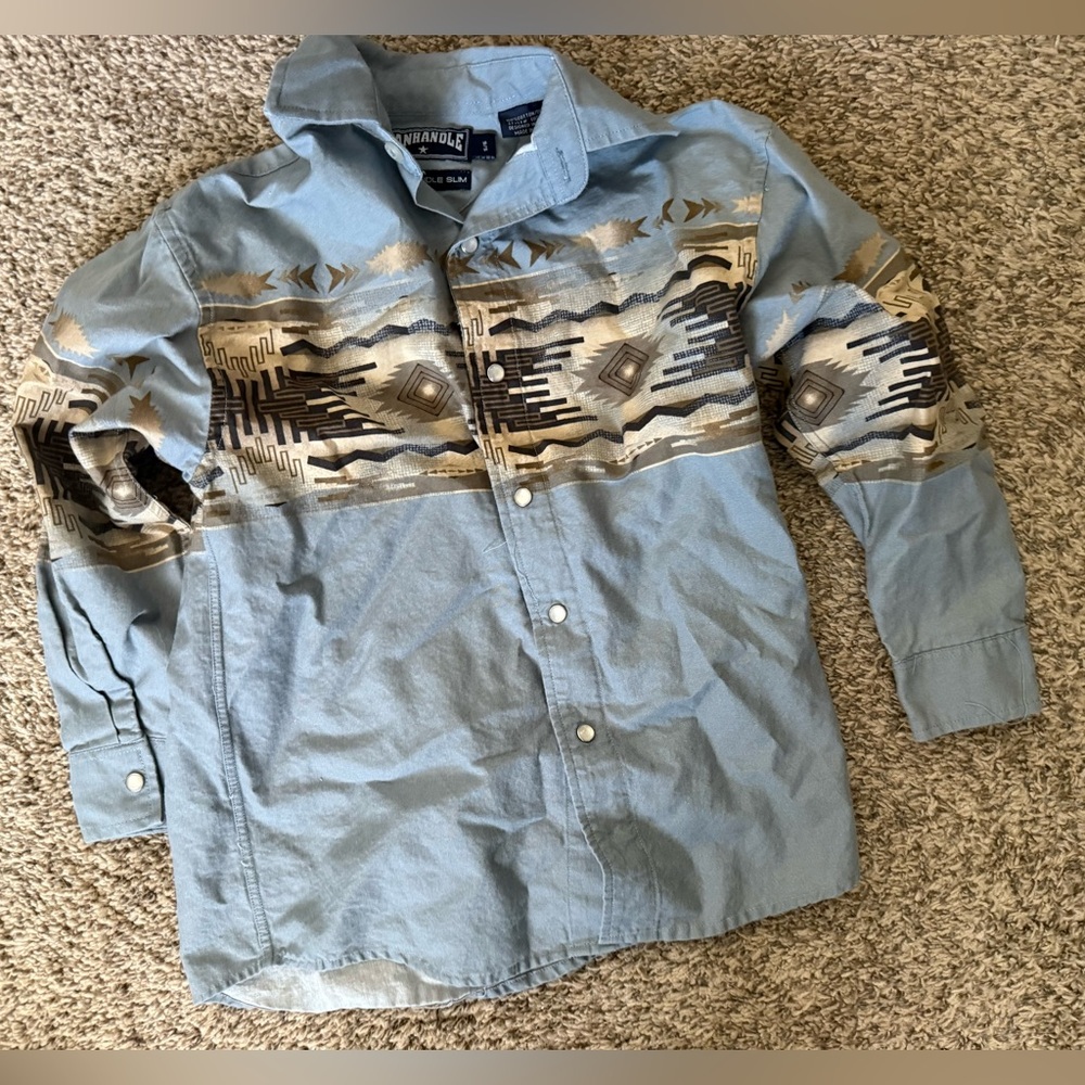 Boys Panhandle Chambray Tribal Button Down Shirt